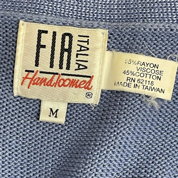 Vintage FIA ITALIA Handloomed Cardigan Sweater Size Medium - Picture 7 of 8